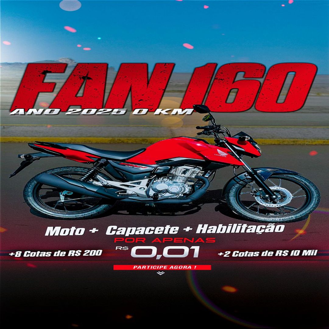 HONDA FAN 160 2025 0 KM + HABILITAÇÃO + CAPACETE